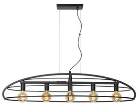 Lucide Dikra hanglamp 125cm 5x E27 zwart