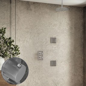 Saniclear Talpa Curved inbouw regendouche 20cm met vierkante massagejets en plafondarm chroom