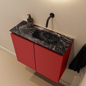 Mondiaz Ture DLux toiletmeubel 60cm fire met wastafel lava rechts zonder kraangat