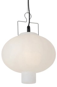 Buiten hanglamp wit 35 cm met stekker IP44 - Pion Modern E27 IP44 Buitenverlichting rond