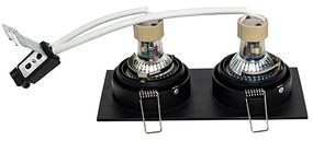 Set van 6 Vierkante inbouwspot zwart verstelbaar 2-lichts - Chuck