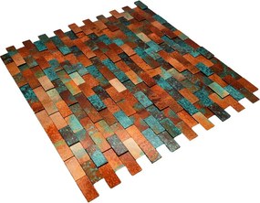 Zelfklevende Mozaïektegels Metaal | Steenstrip 3D Patina Koper | 30×29,8 cm | Keuken, Bad &amp; WC
