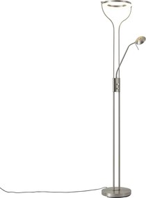 Moderne vloerlamp staal met leesarm incl. LED en dimmer - Divo