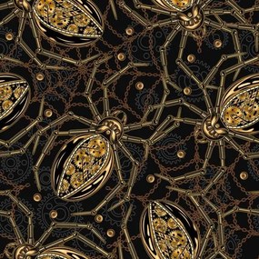 Ilustratie Pattern with robotic spider, spider web of chains, Olga Arsentyeva