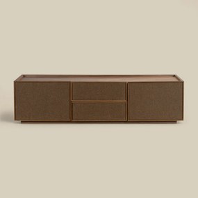 Tv-meubel Walnoot Met Stoffen Deuren 150 Cm - 150x40x40cm.