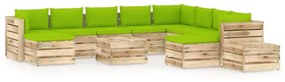 vidaXL 12-delige Loungeset met kussens groen geïmpregneerd hout