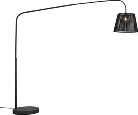Japandi buiten vloerlamp zwart met kap van touw  IP44 - Arc Jayla