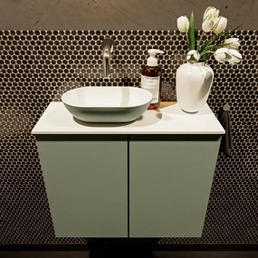 Mondiaz Fowy toiletmeubel 60cm army met legergroene waskom links zonder kraangat