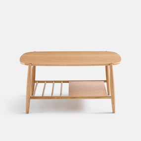 Salontafel met dubbel blad van massief eikenhout, breedte 80 cm, JUCCA