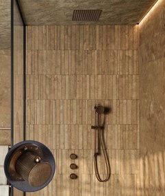 Saniclear Plus Curved inbouw regendouche met inbouw douchekop 30x30cm en glijstang verouderd messing