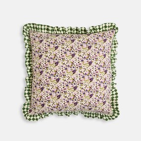 Kussenhoes 45 x 45 cm, van katoen, met bloemen- en ruitmotief, LEIHO