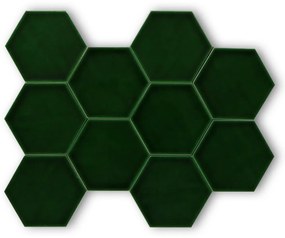 Hoogglans Handvorm Wandtegel 10.8x12.4 Cm Hexagon Princeton Emerald Groen RBT63