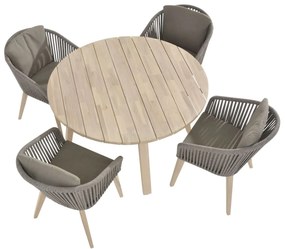 4 Seasons Outdoor Santander eetset met derby tafel rond 130 cm  Tuinset    antraciet weerbestendig