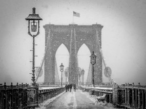 Foto Brooklyn Bridge with Snow in Winter, graphiknation
