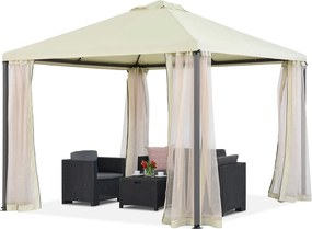 Beige tuinpaviljoen met muskietennet Madrid 3 x 3m Garden Point