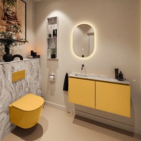 Mondiaz Ture DLux toiletmeubel 100cm ocher met wastafel glace links zonder kraangat