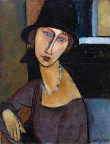 Kunstreproductie Jeanne Hebuterne wearing a hat, Amedeo Modigliani