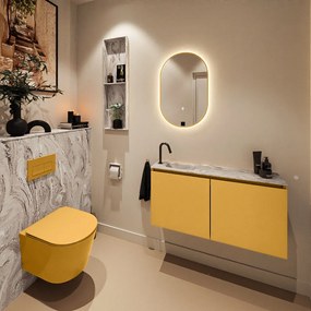 Mondiaz Ture DLux toiletmeubel 100cm ocher met wastafel glace links met kraangat