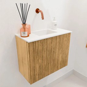 Mondiaz Joya 50cm toiletmeubel oak met wastafel faye midden zonder kraangat talc