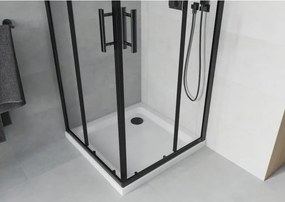Mexen Rio kwadrante douchecabine 80 x 80 cm, transparant, zwart + Flat douchebak, wit - 860-080-080-70-00-4010B