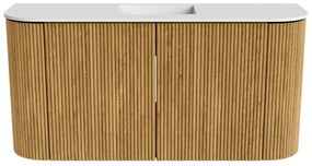 Mondiaz Joya 85cm toiletmeubel ronding links/rechts oak met wastafel faye midden zonder kraangat talc