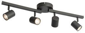 Plafondspot zwart GU10 50mm 4-lichts incl. backlight en 3-way switch - Back Up