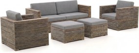 Stoel-bank loungeset ROUGH  | 4 personen | Loungeset Old Teak Greywash | Teakhout | Kees Smit Tuinmeubelen