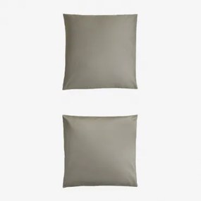 Set Van 2 Sampras Satijnen Kussenslopen Met Een Draaddichtheid Van 300 Groen – Khaki & 60 X 60 Cm - Sklum