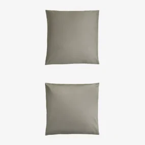 Set Van 2 Sampras Satijnen Kussenslopen Met Een Draaddichtheid Van 300 Groen – Khaki & 60 X 60 Cm - Sklum