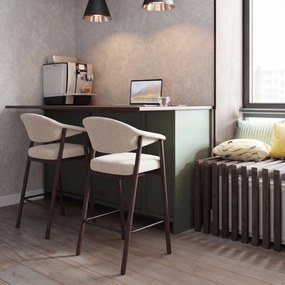 GARDA crème beige (stof Harmony 110) / eiken dark espresso - GESTOFFEERDE BARKRUK VOOR KEUKEN/BAR