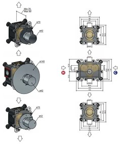 Hotbath Cobber Afbouwdeel Thermostaat met 2 stopkranen Geborsteld Koper PVD CB007