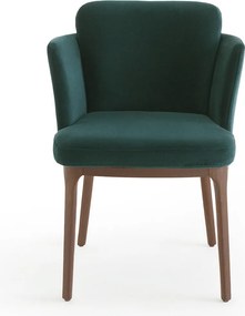 Tafelfauteuil met notenhouten poten en fluweel Jabote