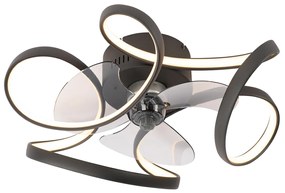 Plafondventilator met lamp zwart 55cm incl. LED dimbaar met afstandsbediening - Mandy Design rond Binnenverlichting Lamp