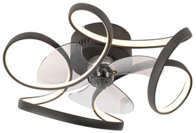Plafondventilator met lamp zwart incl. LED met afstandsbediening - Mandy Design rond Binnenverlichting Lamp