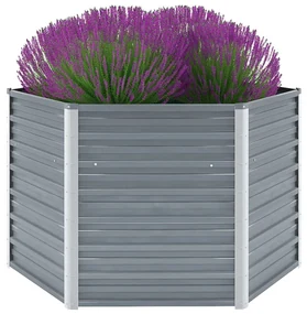 vidaXL Plantenbak verhoogd 129x129x77 cm gegalvaniseerd staal grijs