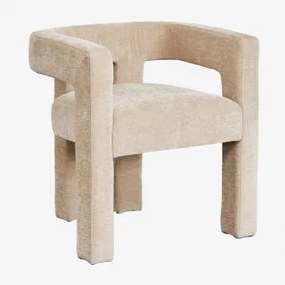 Set Van 4 Gestoffeerde Eetkamerstoelen Liara Met Armleuningen Latte Bruine Chenille Stof - Sklum