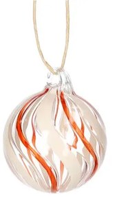 Kerstbal gedraaide streep, glas, rood/wit, 5 cm