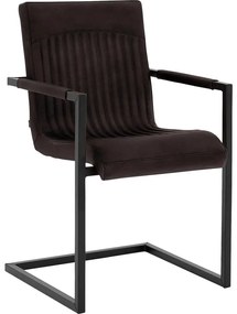 Goossens Eetkamerstoel Sturdy Leer donkergrijs leer met armleuning, urban industrieel