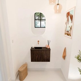 Mondiaz Joya 60cm toiletmeubel walnut met wastafel faye links zonder kraangat urban