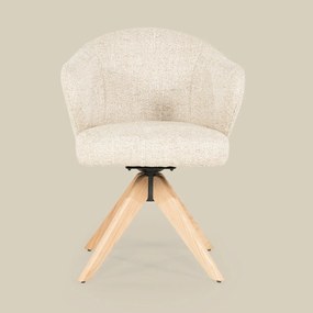 Eleonora Connor Natural Eetkamerstoel Met Eiken Poten Draaibaar Beige