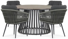 Tuinset Ronde Tuintafel 125 cm Aluminium/wicker Grijs 4 personen Lifestyle Garden Furniture Western/Sorrento