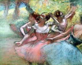 Kunstreproductie Four ballerinas on the stage, Degas, Edgar