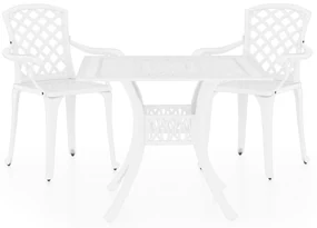 vidaXL 3-delige Bistroset gietaluminium wit