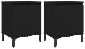 vidaXL Nachtkastjes 2 st met metalen poten 40x30x50 cm zwart
