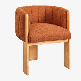 Set Van 2 Eetkamerstoelen In Essenhout En Leo Bouclé Stof Boucle Rode Dakpan - Sklum