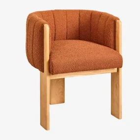 Set Van 2 Eetkamerstoelen In Essenhout En Leo Bouclé Stof Boucle Rode Dakpan - Sklum