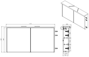 Fontana Grado spiegelkast met verlichting 117cm 2 deuren warm eiken