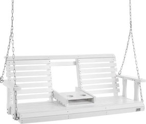 VEVOR Cederhouten veranda schommel, 1523x710x600mm, patio schommel voor tuin en terras, verbeterde draagkracht van ca. 400 kg, robuuste schommelstoelbank met ophangkettingen voor buitengebruik, wit