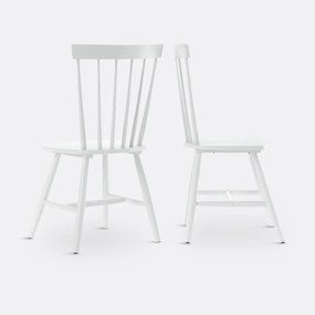 Set van 2 stoelen met spijlen in massief hevea, Jimi