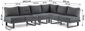 Hoek loungeset 6 personen Aluminium Grijs  Lifestyle Garden Furniture Lorenzo